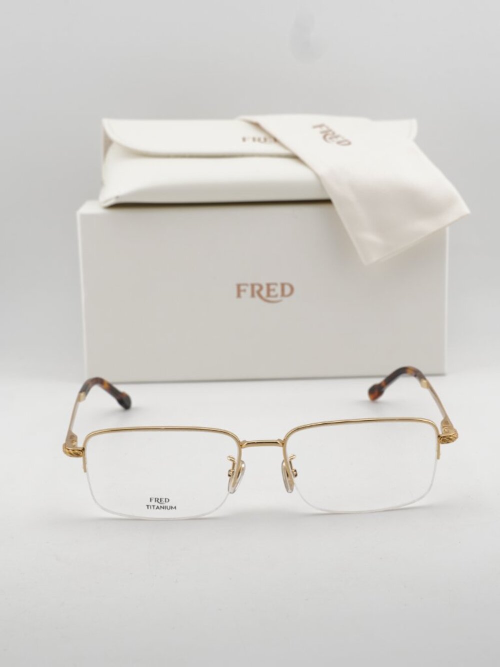 Fred FG50024F 032 Unisex Rectangle 56mm Eyeglasses - Gold - Picture 5 of 10